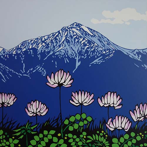 レンゲと常念岳